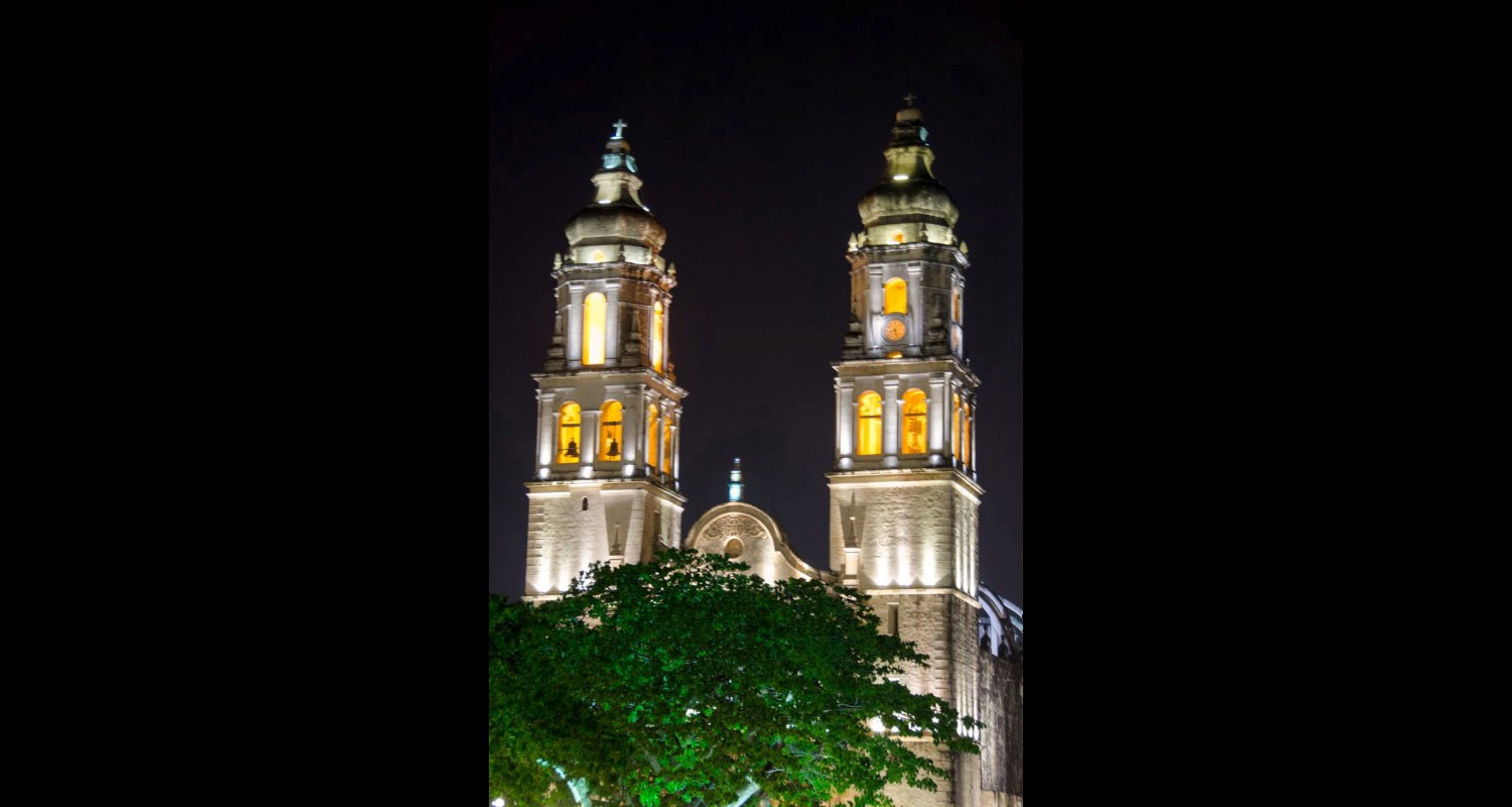 Luxury Travel Tour Vacation To Mexico Campeche Cathedral Illuminated