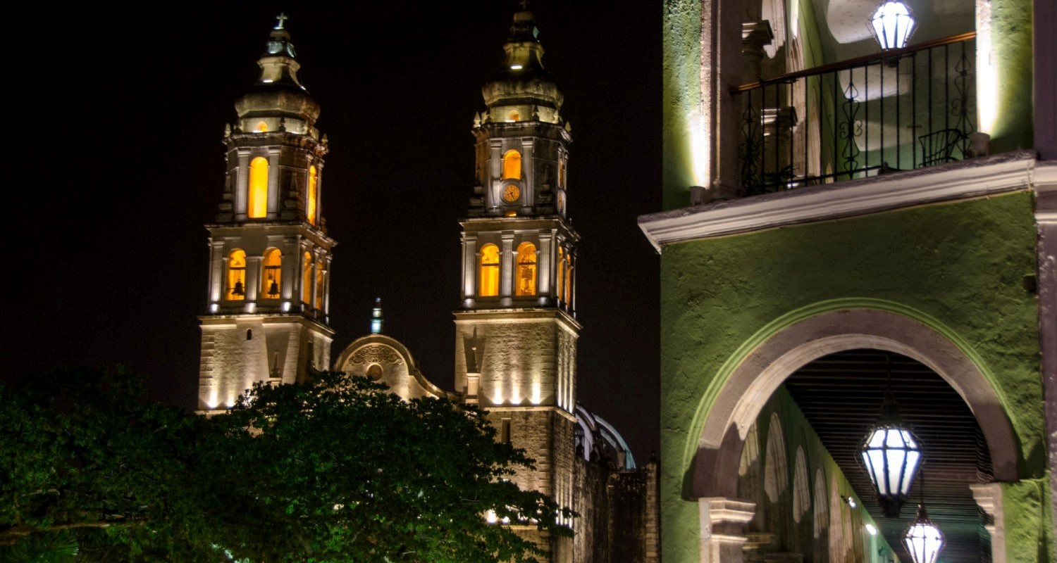 Luxury Travel Tour Vacation To Mexico Campeche Main Plaza At Night